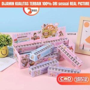 Mainan Sticker Tape Selotip Roll Kuromi Labubu DIY Kreatifitas Anak Perempuan 4 5 6 7 Thn
